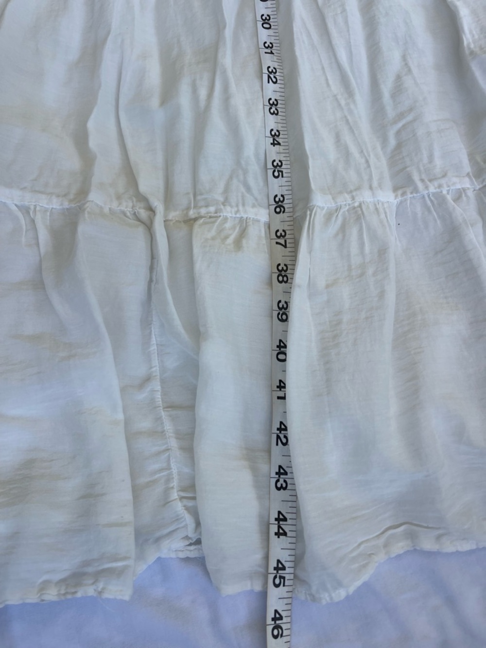 Cotton Silk Blend Romantic Lightweight M/L Tiered Lined Midi Dress - Picture 7 of 9